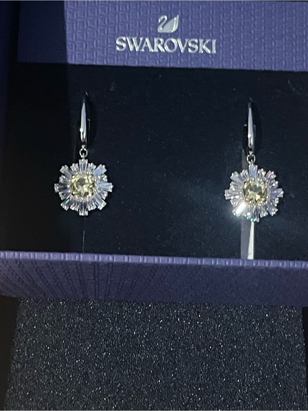 Last One - Swarovski Sunshine Pierced Earrings, White, Rhodium plating - Picture 15 of 15